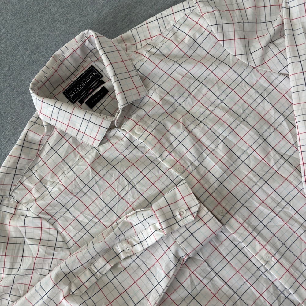 Mizzen+Main JJ Watt Mens XL Trim Fit Tattersall Check Performance Dress Shirt